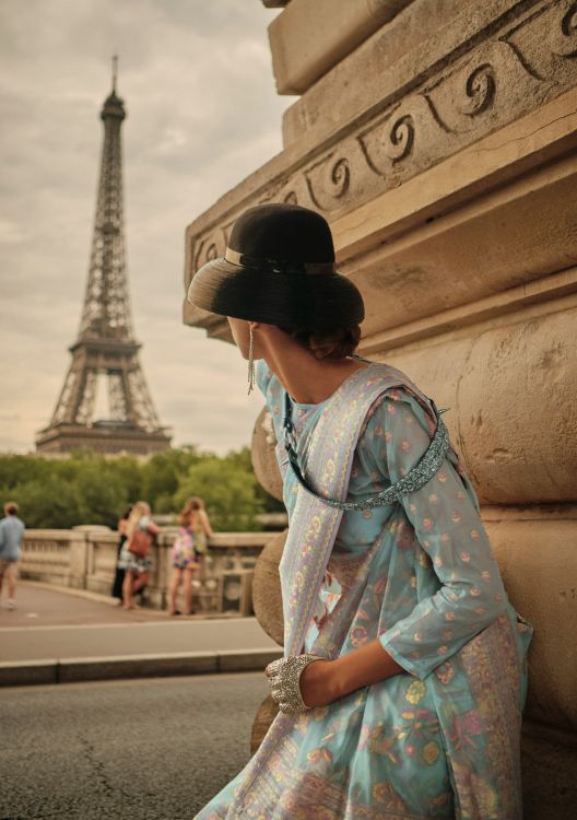 Picture of Wonderful Organza Sky Blue Saree