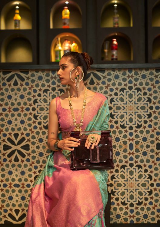 Picture of Good Looking Weaving Silk Blue Saree