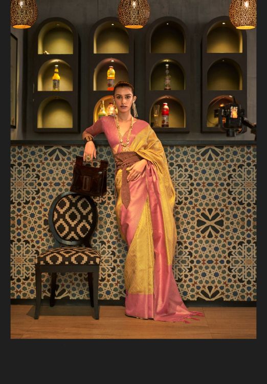 Picture of Ravishing Weaving Silk Yellow Saree