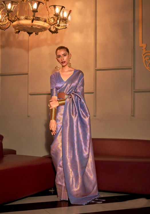 Picture of Amazing Two Tone Handloom Weaving Purple Saree