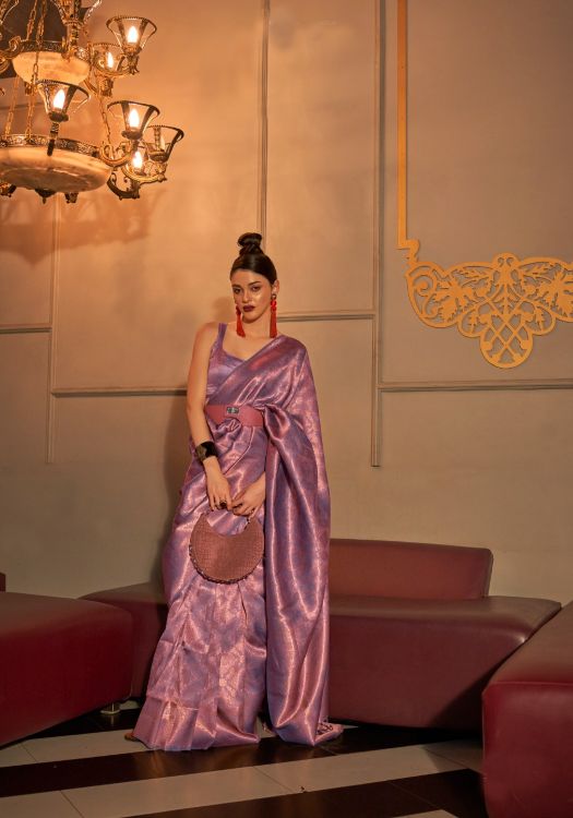 Picture of Pleasing Two Tone Handloom Weaving Purple Saree