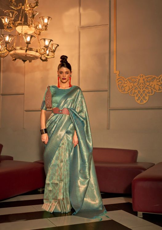 Picture of Pleasing Two Tone Handloom Weaving Multi Saree