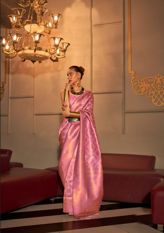 Picture of Sublime Two Tone Handloom Weaving Pink Saree