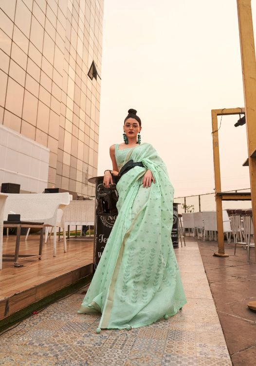 Picture of Pleasing Poly Viscose Mint Saree