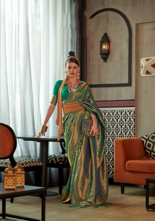 Picture of Bewitching Two Tone Handloom Weaving Multi Saree