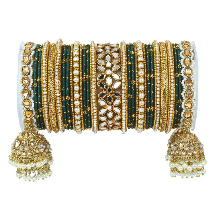 Picture of Classy Disclaimer Green Bangle Set