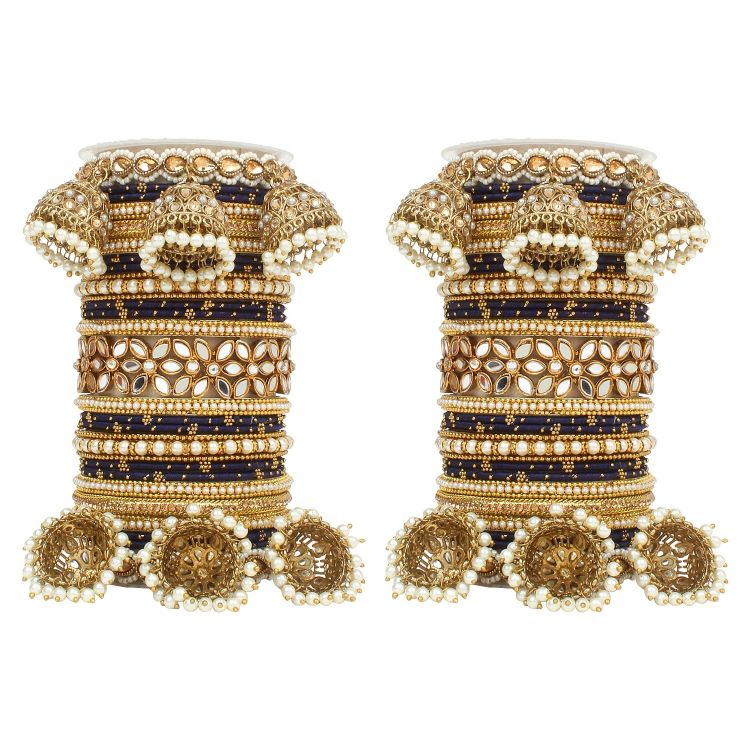 Picture of Fascinating Velvet Metal Blue Bangle Set