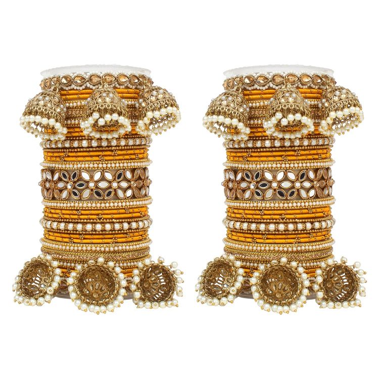 Picture of Fine Velvet Metal Yellow Bangle Set