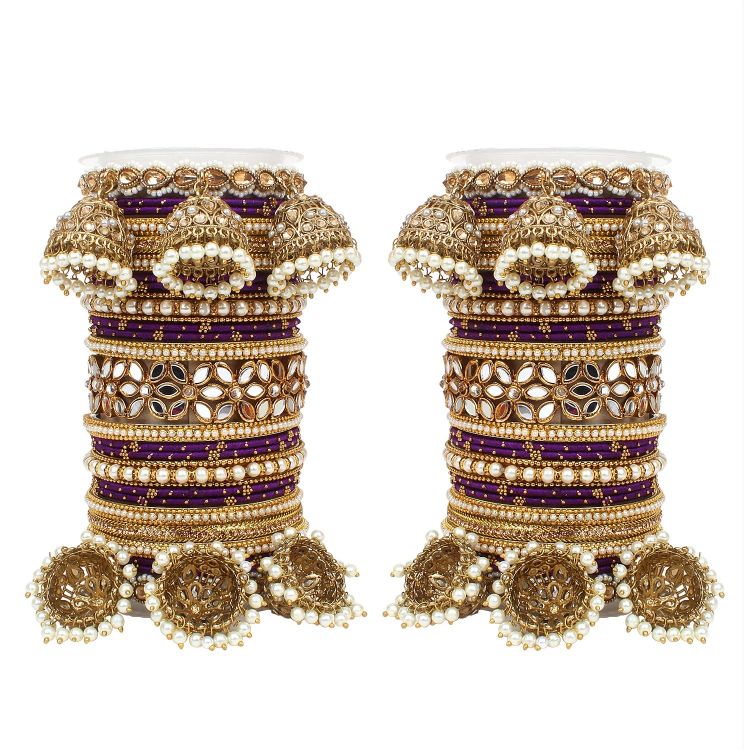 Picture of Shapely Velvet Metal Purple Bangle Set