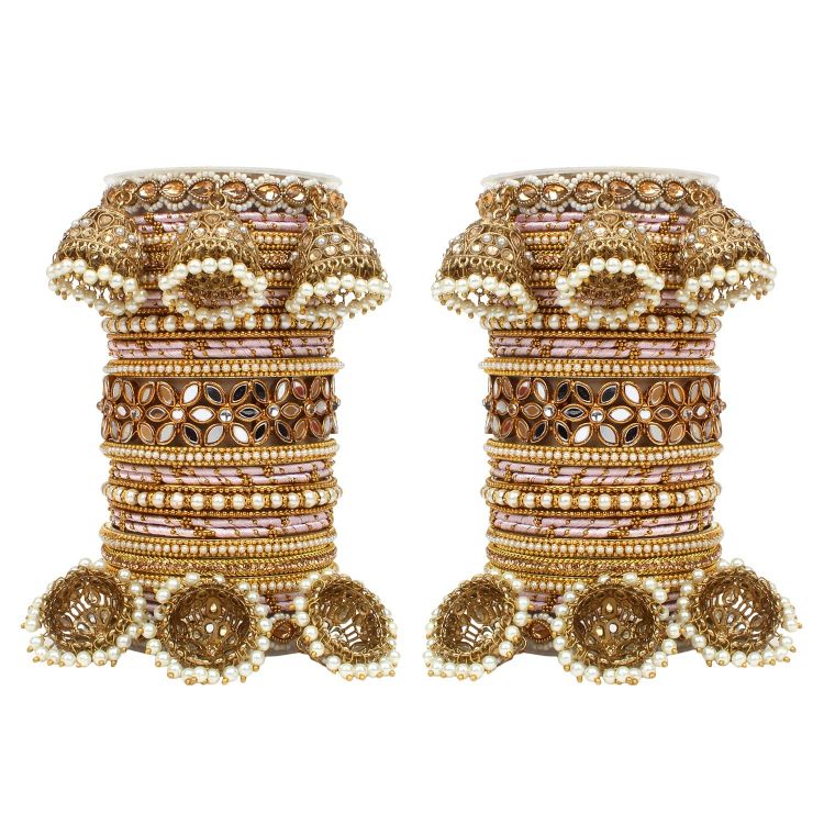 Picture of Wonderful Alloy Light Pink Bangle Set