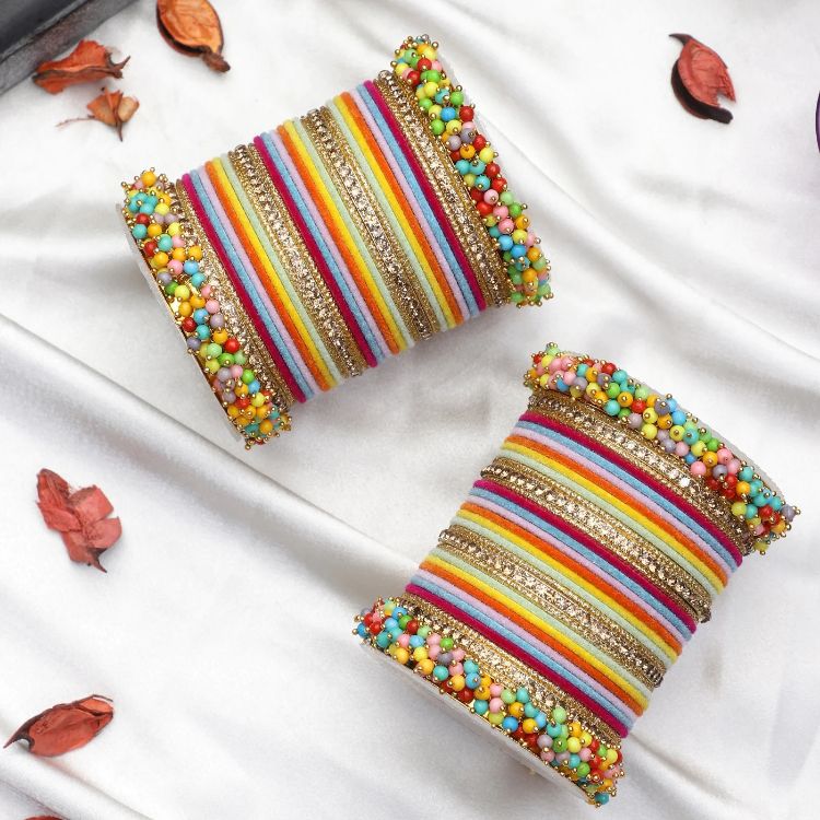 Picture of Enticing Velvet Metal Multi Bangle Set