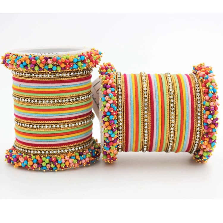 Picture of Enticing Velvet Metal Multi Bangle Set