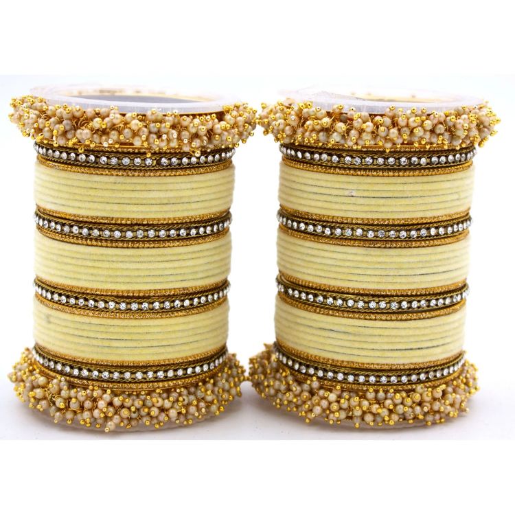 Picture of Ravishing Velvet Metal Light Yellow Bangle Set