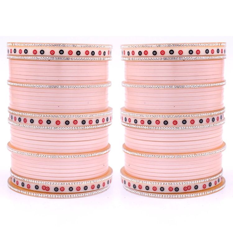 Picture of Statuesque Acrylic & Aluminium Light Pink Bangle Set