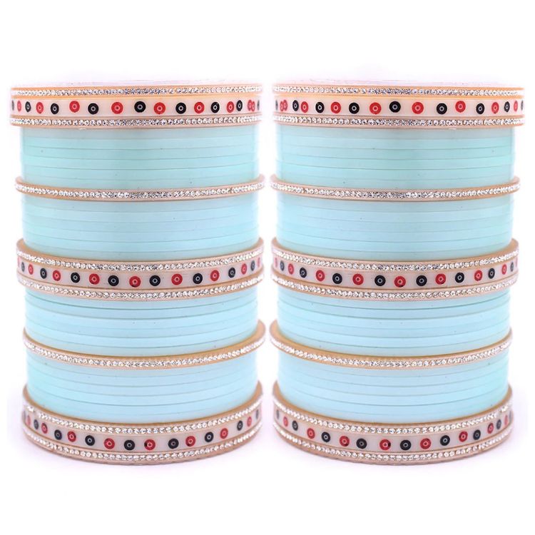 Picture of Stunning Acrylic & Aluminium Sky Blue Bangle Set