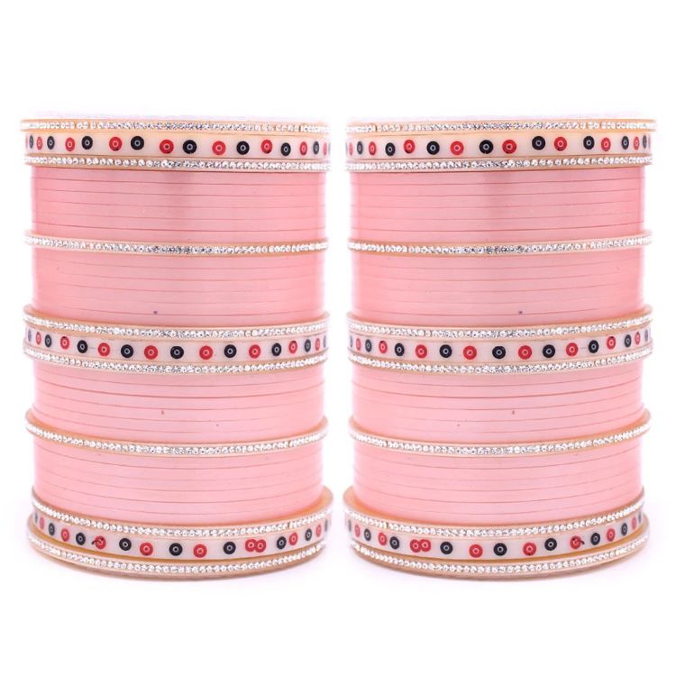 Picture of Bewitching Acrylic & Aluminium Light Pink Bangle Set