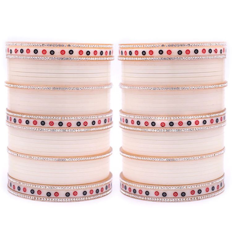 Picture of Enticing Acrylic & Aluminium Beige Bangle Set