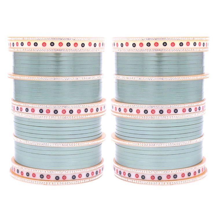 Picture of Nice Acrylic & Aluminium Light Green Bangle Set
