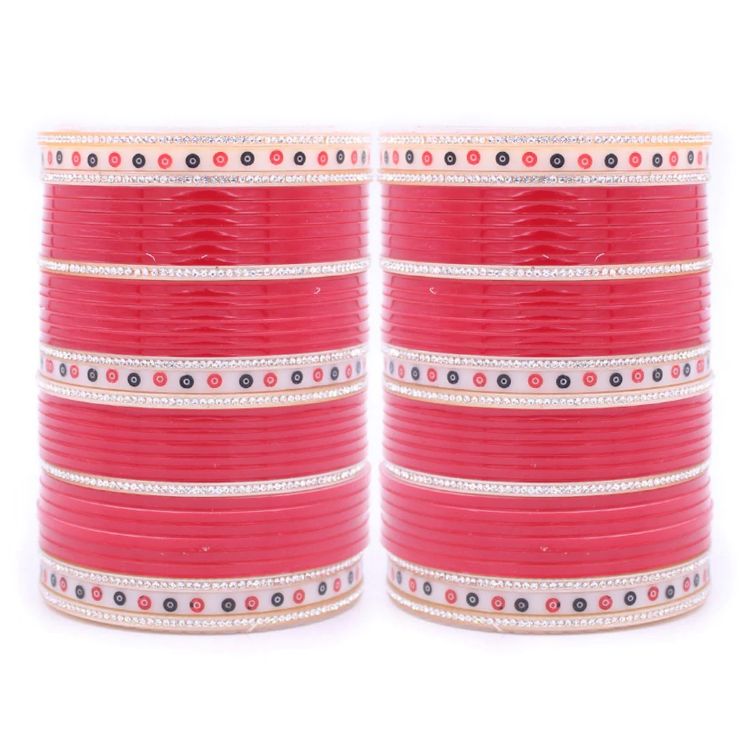 Picture of Taking Acrylic & Aluminium Red Bangle Set