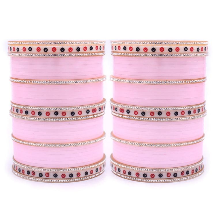 Picture of Pretty Acrylic & Aluminium Light Pink Bangle Set