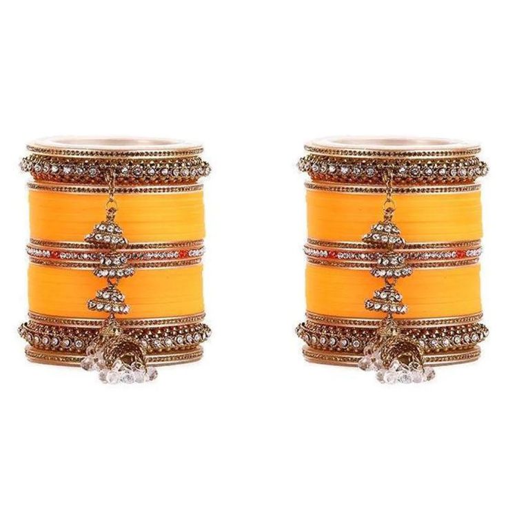 Picture of Resplendent Plastic, Alloy & Aluminium Yellow Bangle Set
