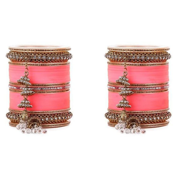Picture of Splendid Plastic, Alloy & Aluminium Pink Bangle Set