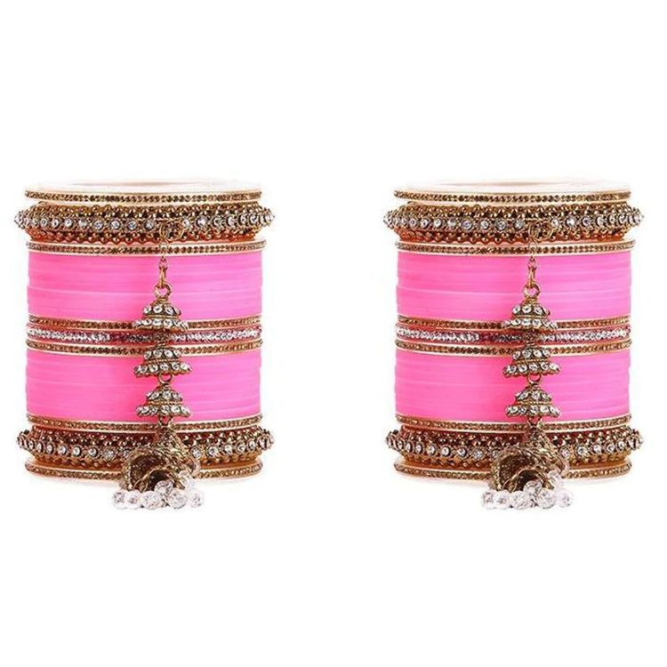 Picture of Pretty Plastic, Alloy & Aluminium Light Pink Bangle Set