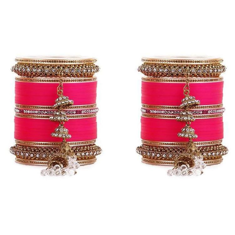Picture of Ravishing Plastic, Alloy & Aluminium Pink Bangle Set
