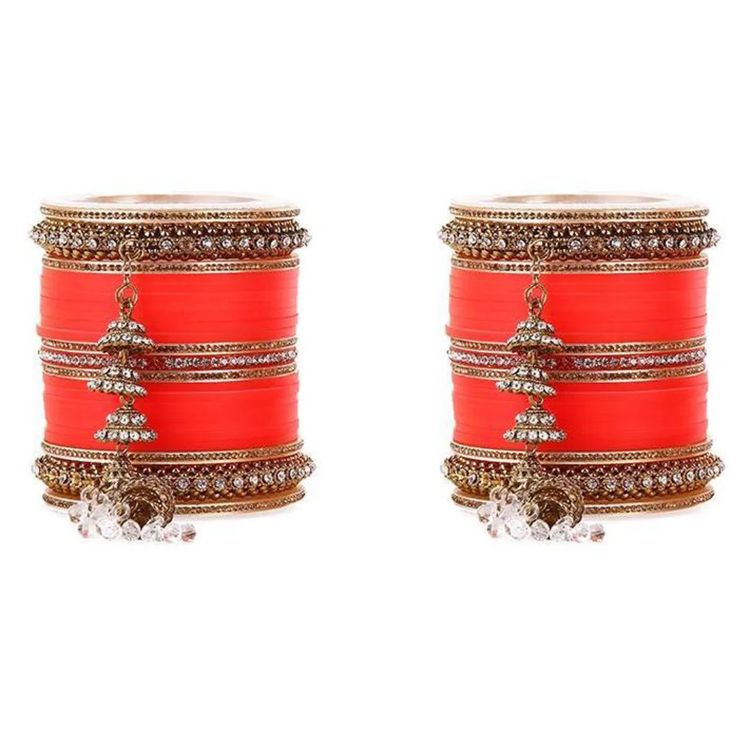 Picture of Stunning Plastic, Alloy & Aluminium Orange Bangle Set