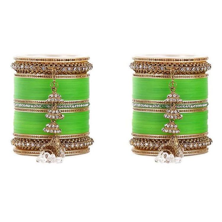 Picture of Comely Plastic, Alloy & Aluminium Green Bangle Set