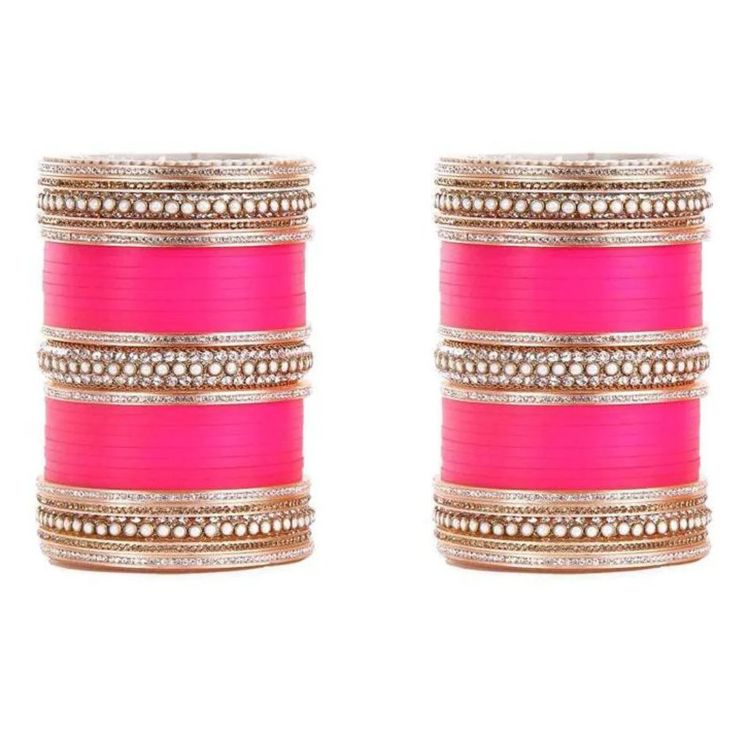Picture of Lovely Lac, Pearl and Plastic Pink Bangle Set