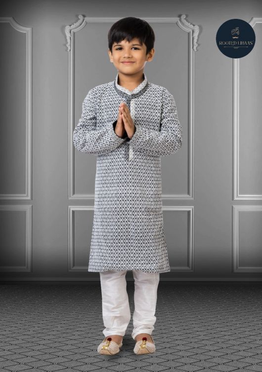 Picture of Superb Georgette Embroidered Black Kurta Pajama