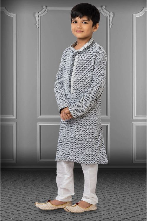 Picture of Superb Georgette Embroidered Black Kurta Pajama