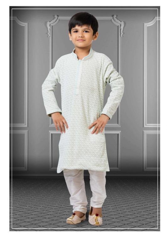 Picture of Beautiful Georgette Embroidered Lime Green Kurta Pajama