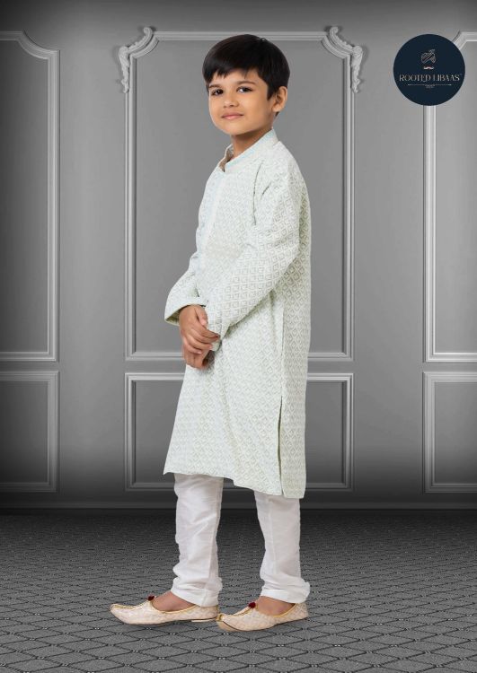 Picture of Beautiful Georgette Embroidered Lime Green Kurta Pajama