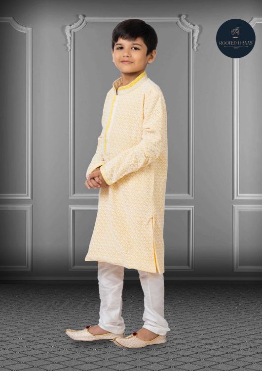 Picture of Sightly Georgette Embroidered Light Yellow Kurta Pajama