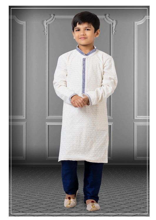 Picture of Superb Georgette Embroidered White Kurta Pajama