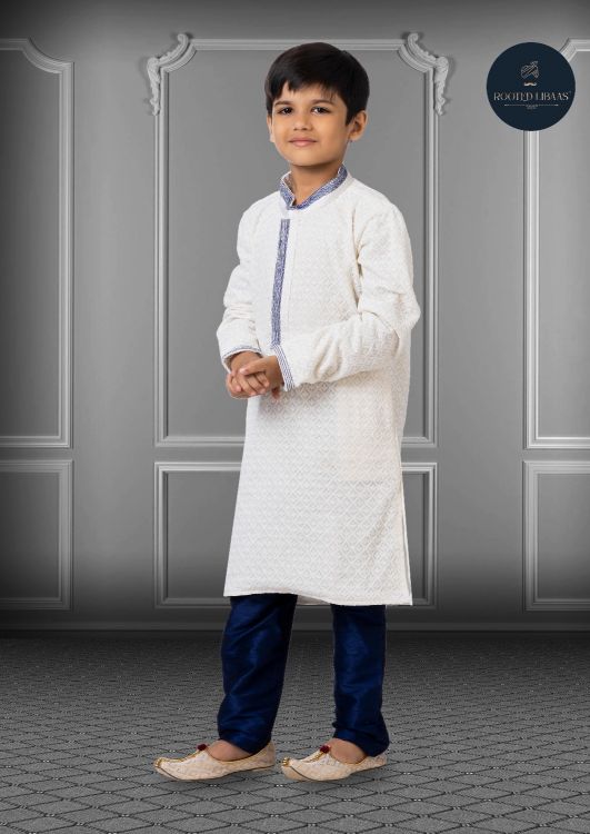 Picture of Superb Georgette Embroidered White Kurta Pajama