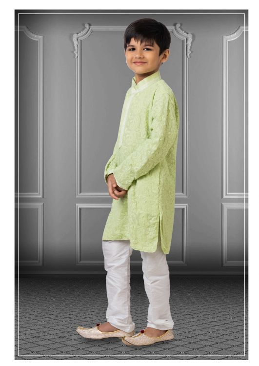 Picture of Stunning Georgette Embroidered Light Green Kurta Pajama