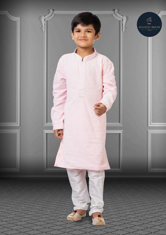 Picture of Lovely Georgette Embroidered Light Pink Kurta Pajama