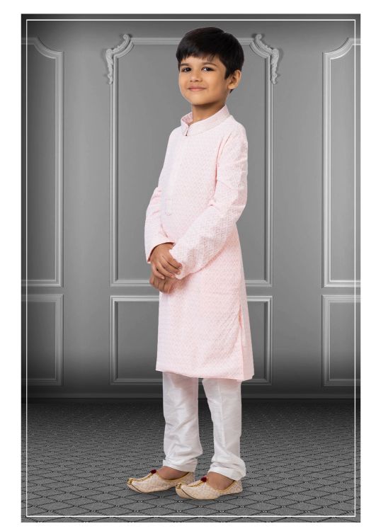 Picture of Lovely Georgette Embroidered Light Pink Kurta Pajama