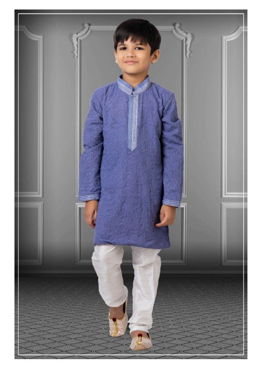 Picture of Marvelous Georgette Embroidered Purple Kurta Pajama