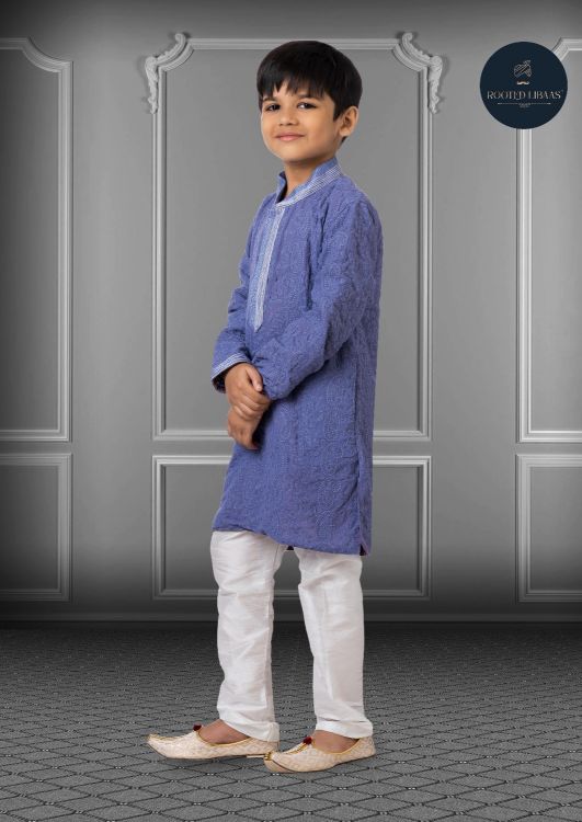 Picture of Marvelous Georgette Embroidered Purple Kurta Pajama