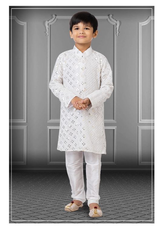 Picture of Alluring Georgette Embroidered White Kurta Pajama