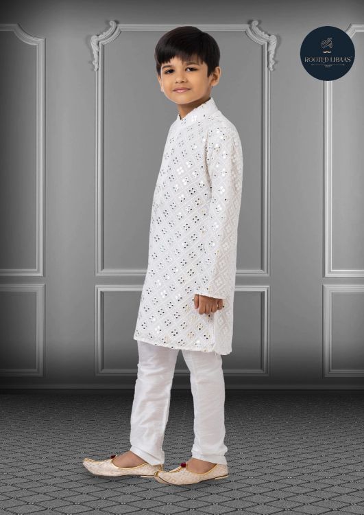 Picture of Alluring Georgette Embroidered White Kurta Pajama