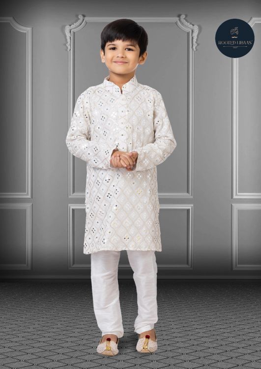 Picture of Admirable Georgette Embroidered White Kurta Pajama