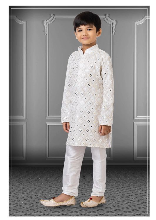 Picture of Admirable Georgette Embroidered White Kurta Pajama