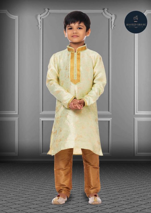 Picture of Appealing Linen Silk Lime Green Kurta Pajama