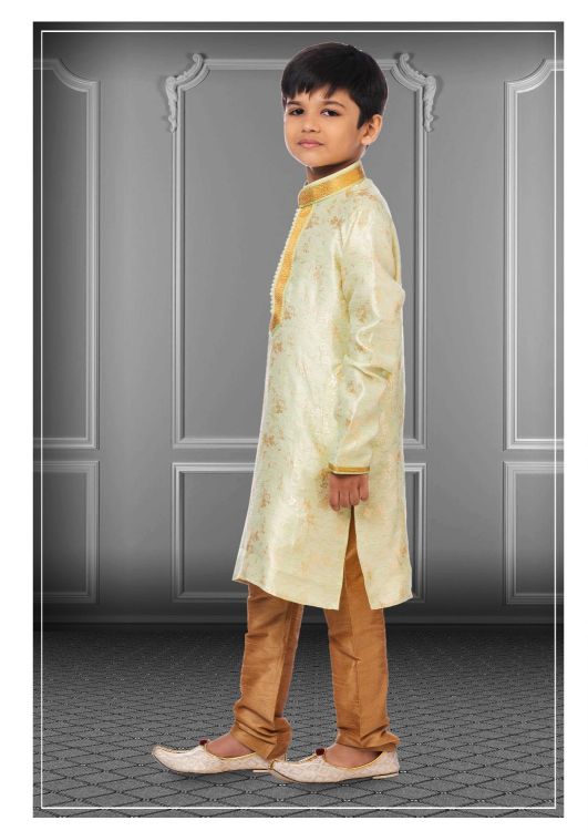 Picture of Appealing Linen Silk Lime Green Kurta Pajama