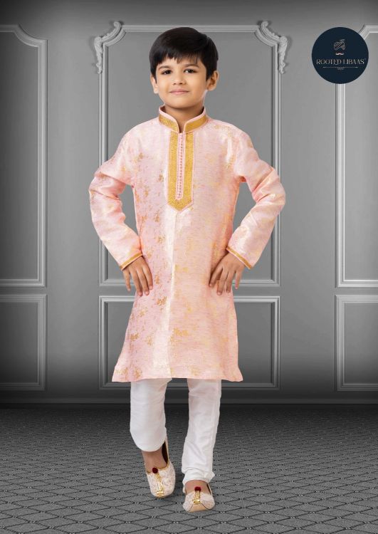 Picture of Fascinating Linen Silk Pink Kurta Pajama